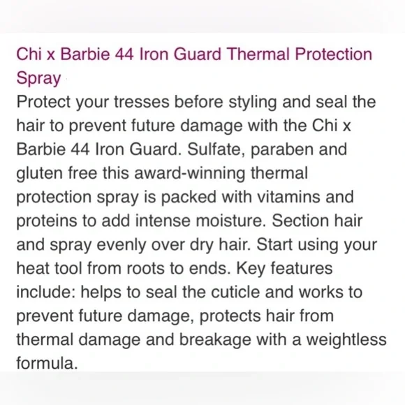 CHI X Barbie 44 Iron Guard Thermal Protection Spray - Picture 16 of 16